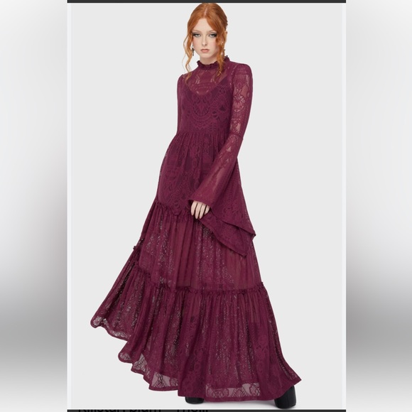 Killstar Hecate Maroon Lace Maxi Size XL - Picture 6 of 16